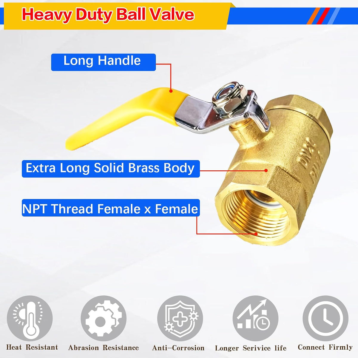 2PCS 1 Inch Brass Ball Valve,1'' NPT Female Full Prot Heavy Duty Ball Valve