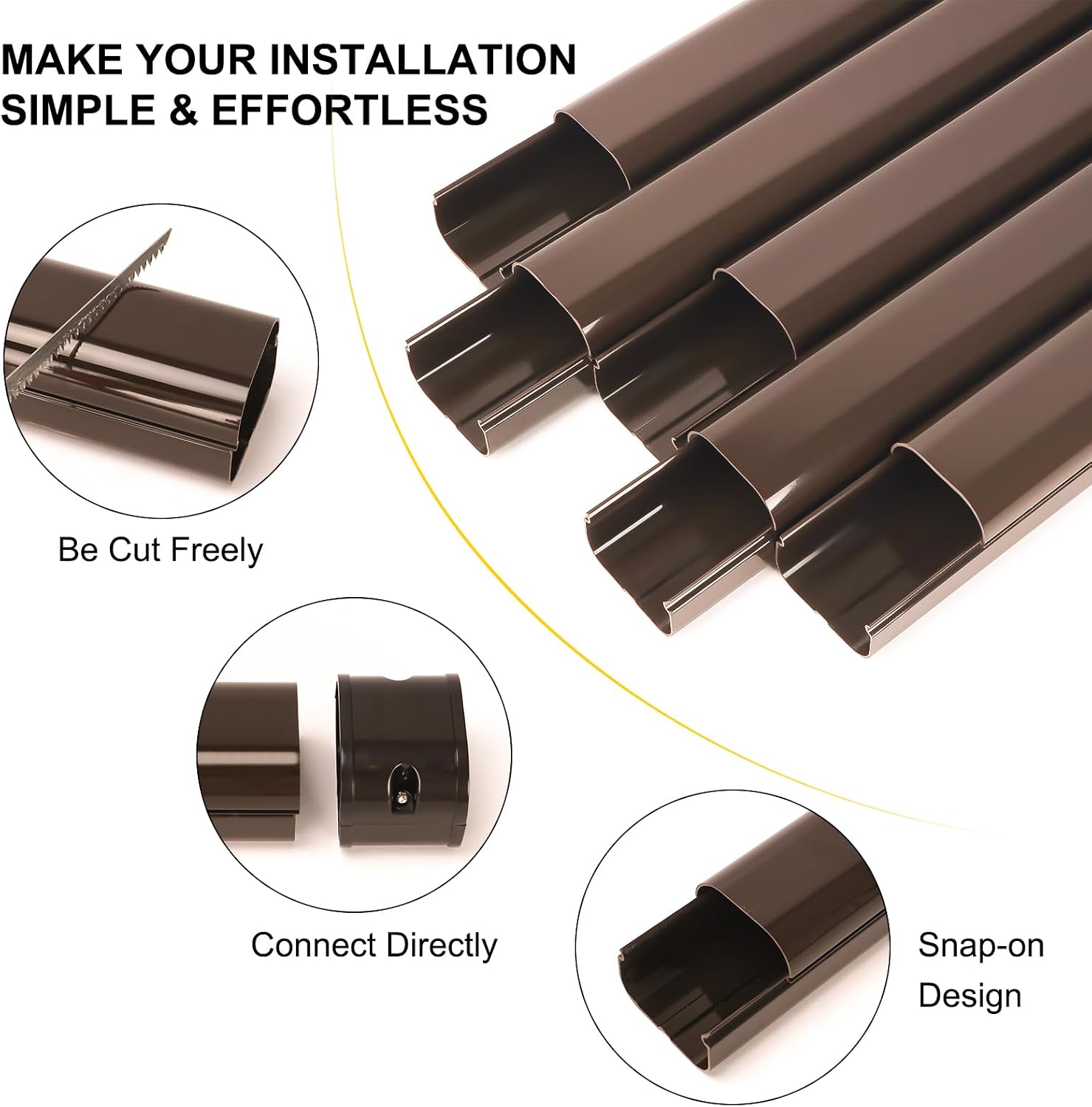 3" 10 ft Mini Split Line Set Cover, Decorative PVC Tubing Cover Kit, Brown | AC Line Cover Kit, DIY Your House, with