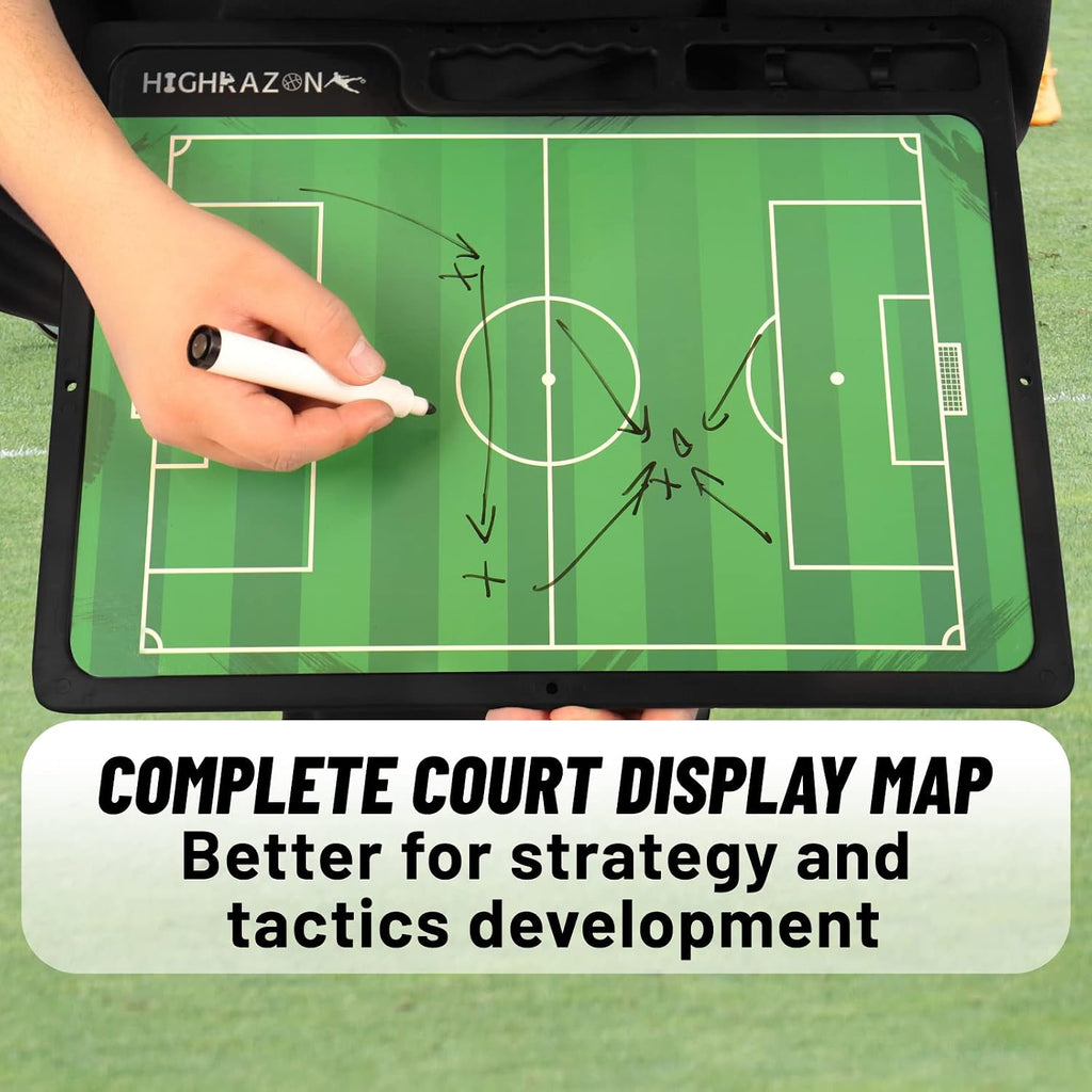 Dry Erase Soccer Clipboard for Coach, Premium Tactical Soccer Coaching Board, Portable Double Sides Full & Half Court