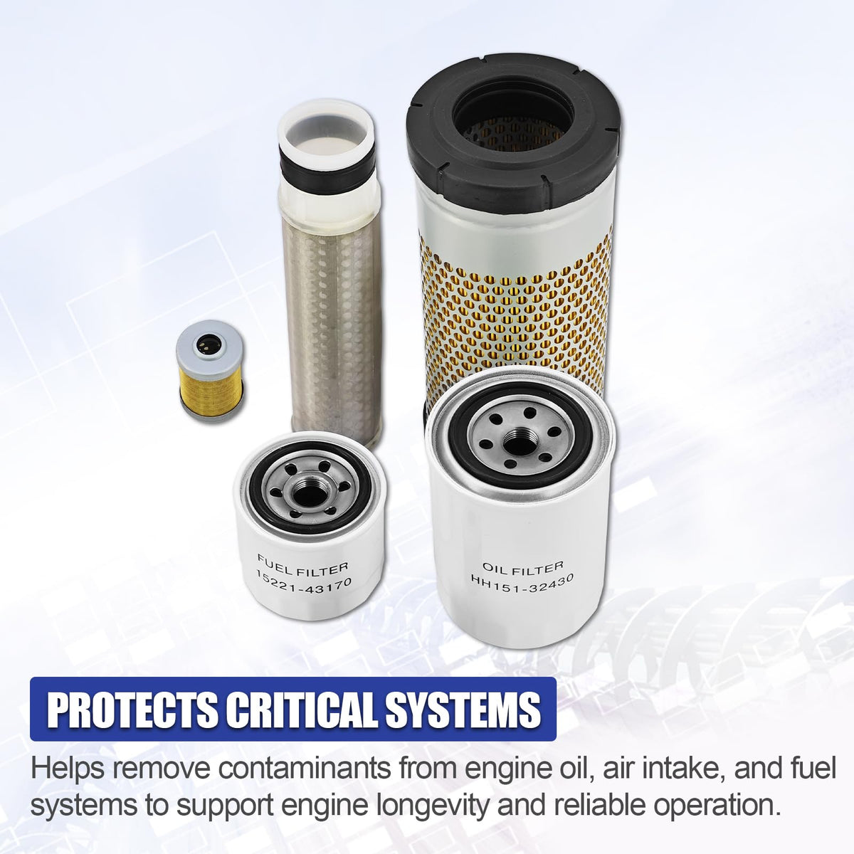 Blrack HH151-32430 Maintenance Filter Kit Fits for Kubota KX033-4