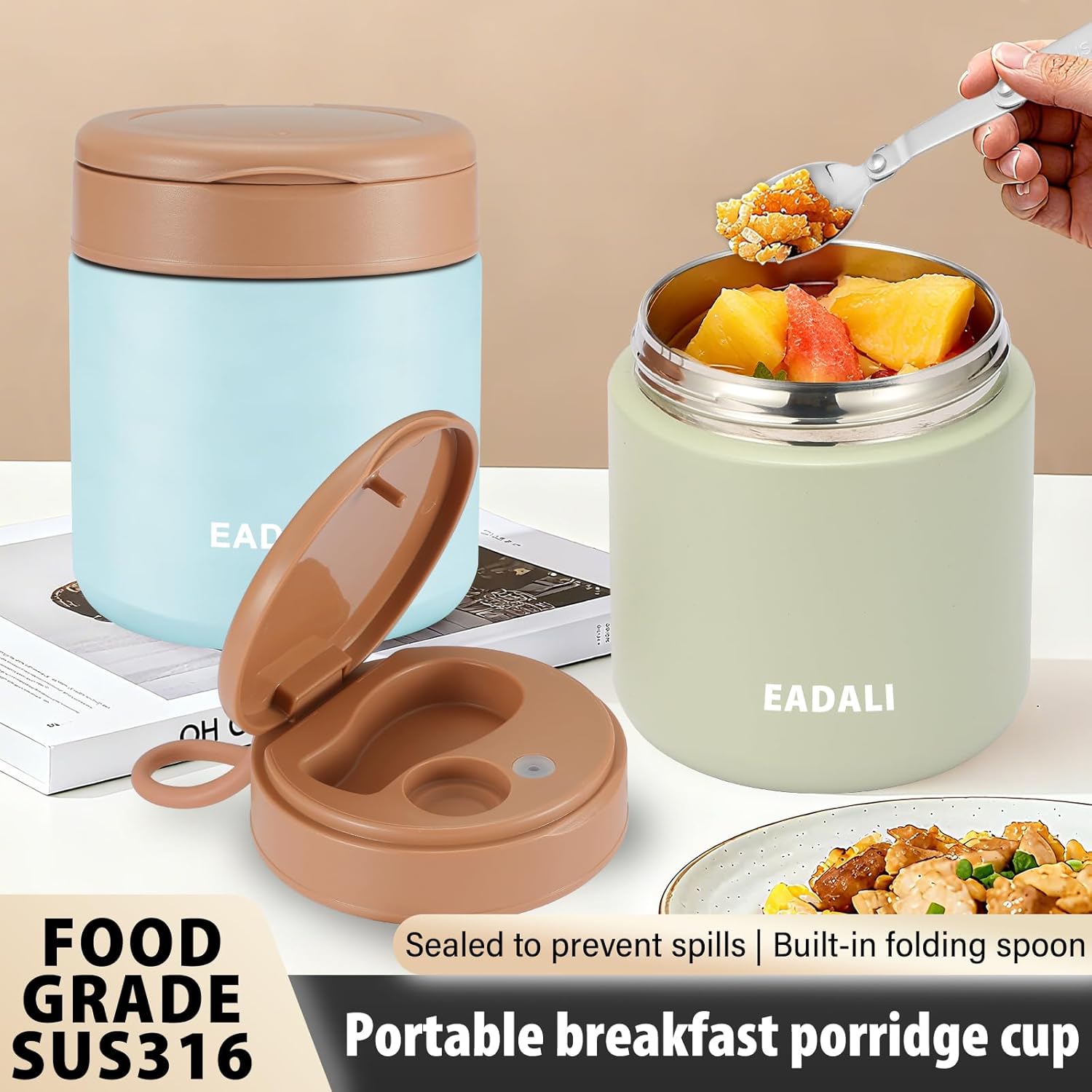 15.2oz Kids Food Jar for Hot Food – Vacuum Insulated Lunch Container with 316 Stainless Steel Interior, Leakproof