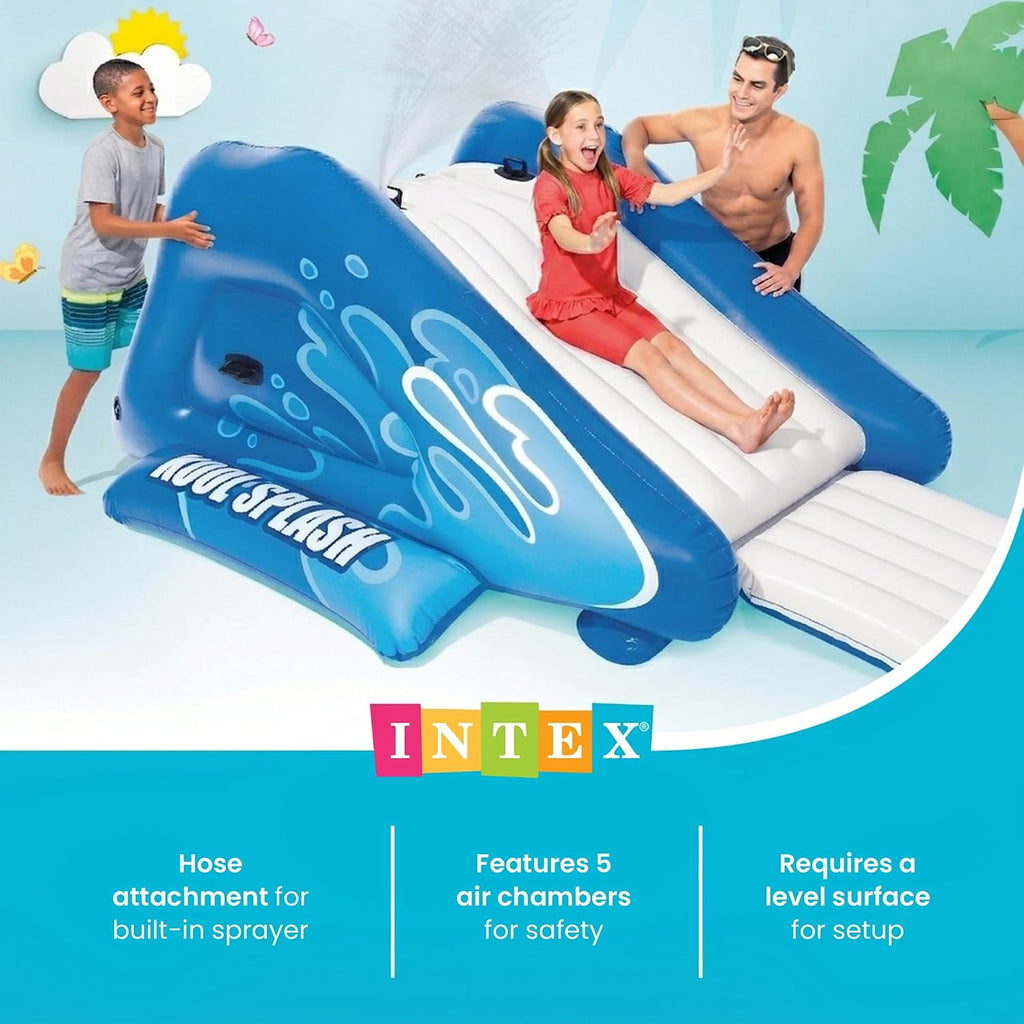 Intex Kool Splash Inflatable Water Slide Swimming Pool Play Center with Built in Sprayers for Kids and Adults, Ages 6
