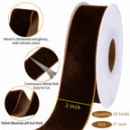 10 Yards Brown Velvet Ribbon for Christmas Tree, 2 Inch