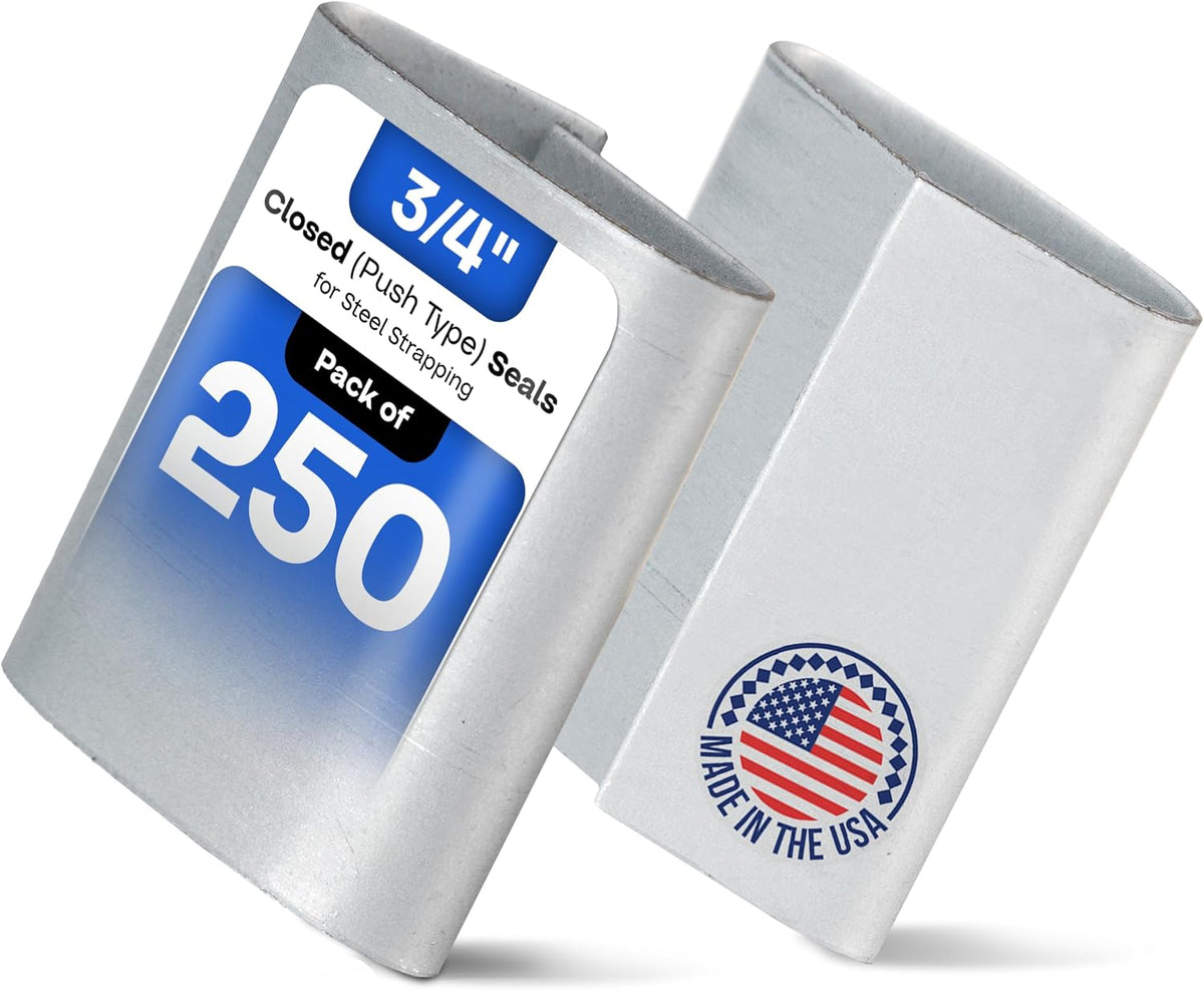 3/4" Closed (Push) Seals for Steel Strapping, Pack of 250