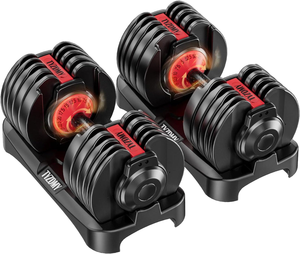 Adjustable Dumbbells Set of 2，Free Weights Dumbbells Set，Adjustable Dumbbell Set，52.5 lbs pair 105 lbs，15 in 1，for