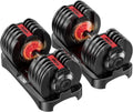 Adjustable Dumbbells Set of 2，Free Weights Dumbbells Set，Adjustable Dumbbell Set，52.5 lbs pair 105 lbs，15 in 1，for