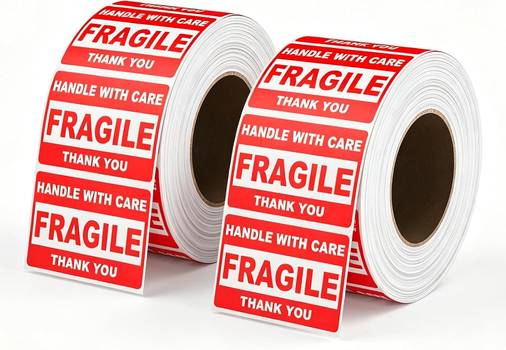 Fragile Stickers for Shipping, 2 x 3 Inch Red Handle with Care Labels, 2Rolls/ 1000 Labels Waterproof Packing