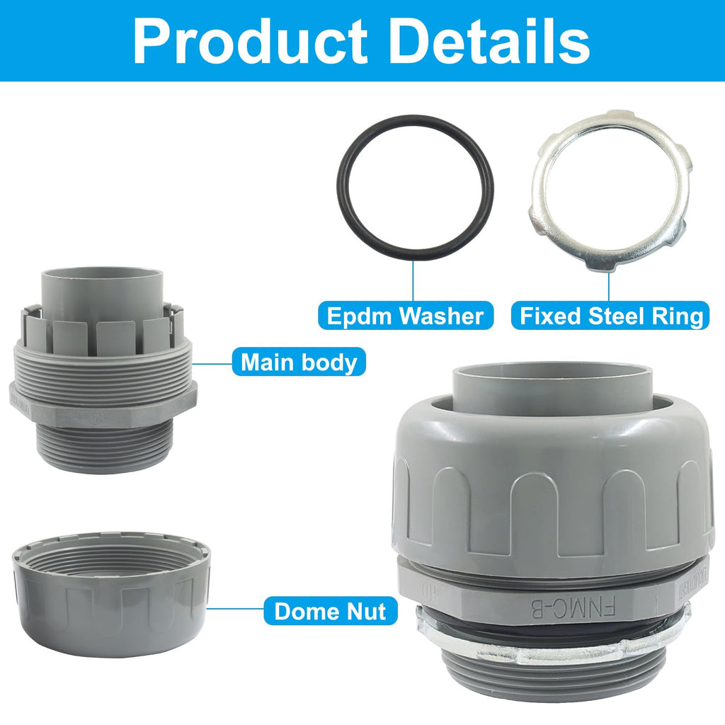 Moicstiy 2Pcs 2 Inch NPT Liquid Tight Connector