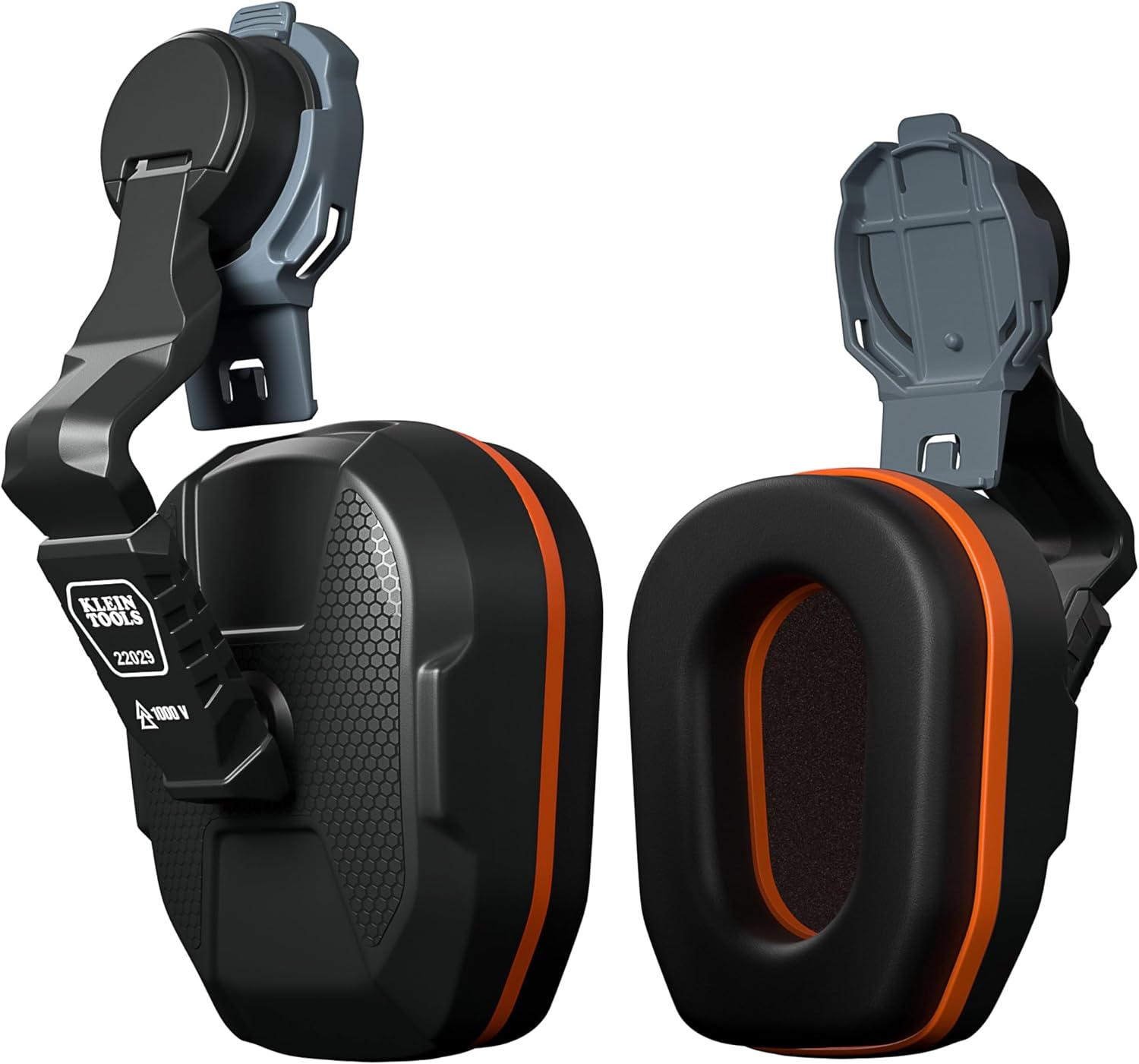 KLEIN TOOLS 22029 Non-Conductive Hard Hat Earmuffs, Up to 27dB NRR, Hearing Protection Earmuffs Compatible with Full