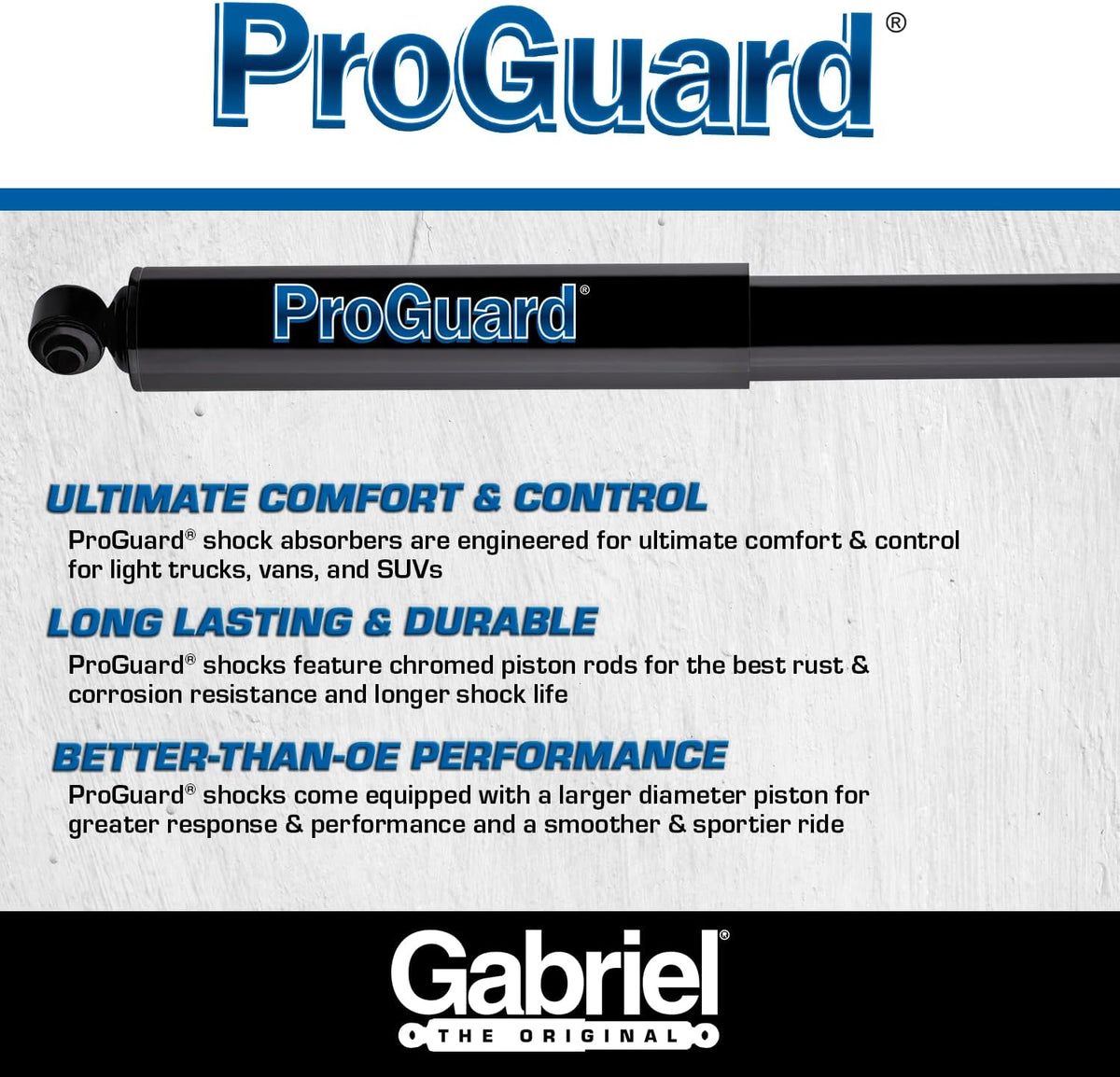 Gabriel 61690 ProGuard Rear Shock Absorbers for Chevrolet Silverado 1500 Base, 1500 LT, 1500 LTZ, 1500 WT, 1500; GMC Sierra 1500 Denali, 1500 SLE, 1500 SLT, 1500 WT, 1500 (1 Pack)