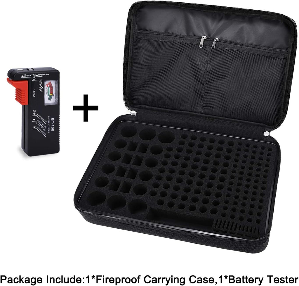 Fireproof Battery Organizer Storage Case Waterproof&Explosionproof | Carrying Safe Bag , Fits 210+ Batteries Case