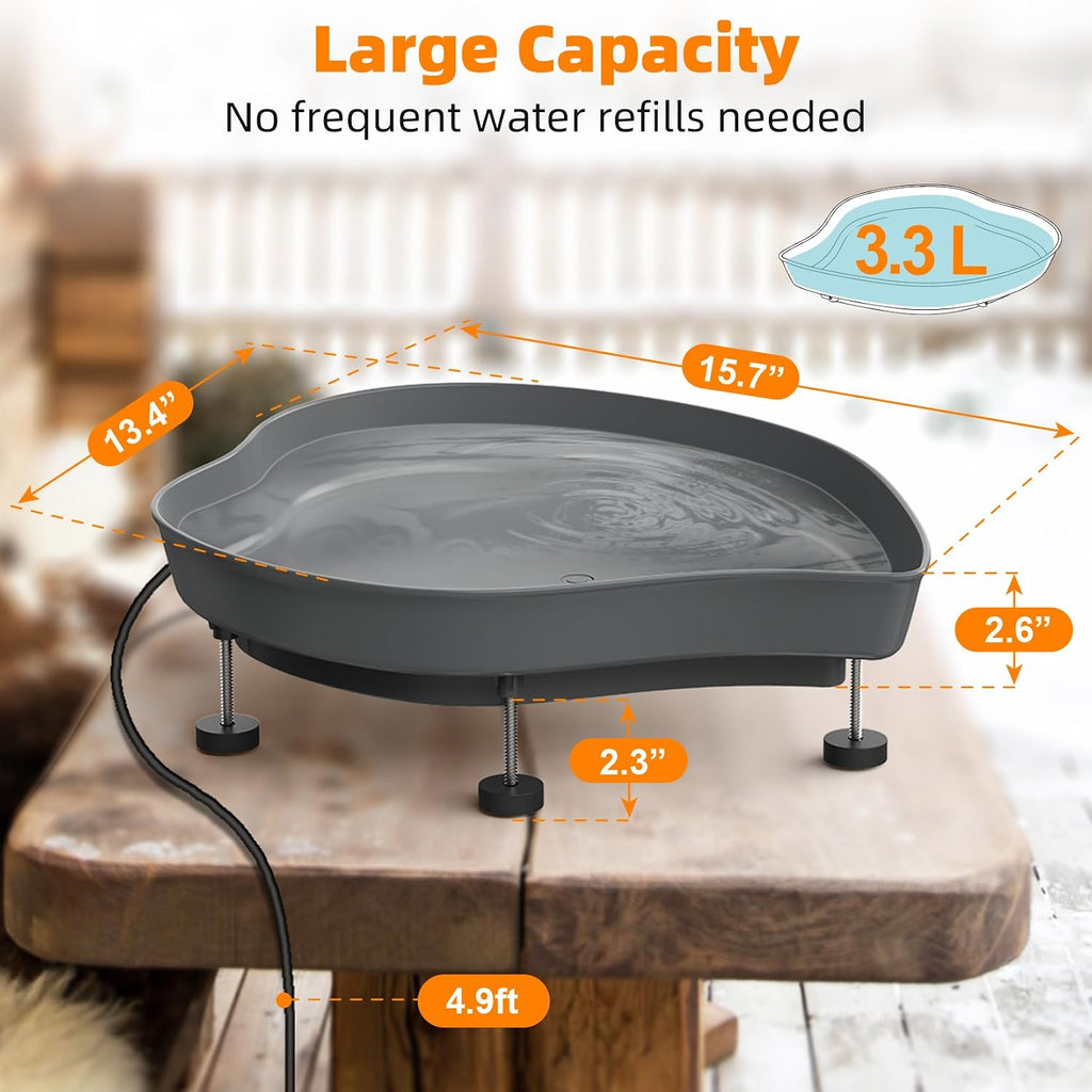 Heated Bird Baths for Outdoors, 60W Thermostatic Winter Birdbath - Gray
