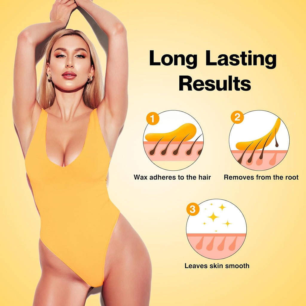 Roll on Wax Kit for Hair Removal at Home Roller Waxing Depilatory for Women Men Honey Soft Wax Kit for Coarse & Thick