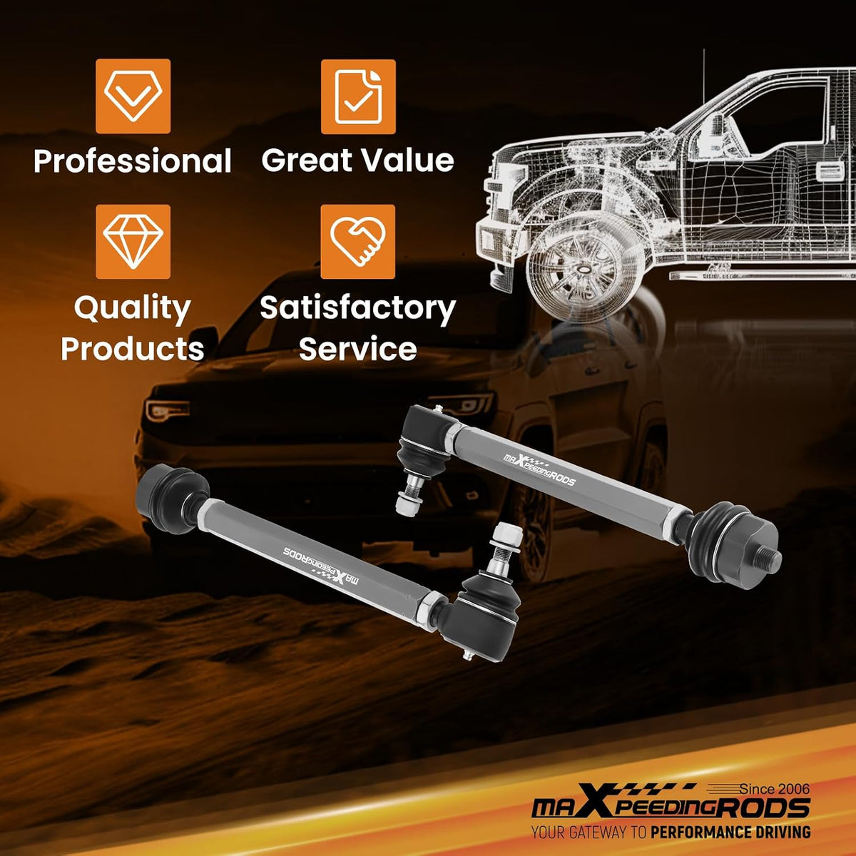maXpeedingrods 0-6" Heavy Duty Tie Rod for Chevy Silverado/GMC Sierra