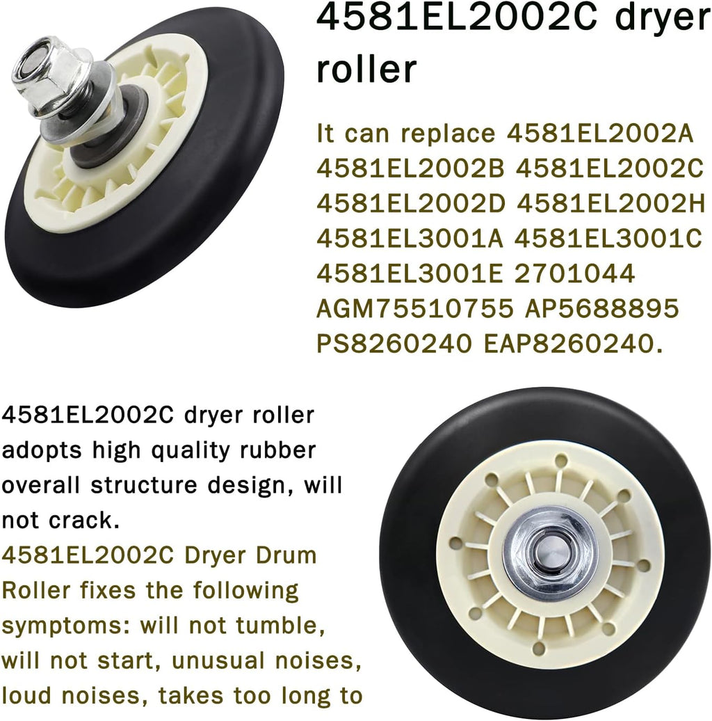 New Upgrade Dryer Roller Replacement Kit Fit for LG or Kenmore Dryer