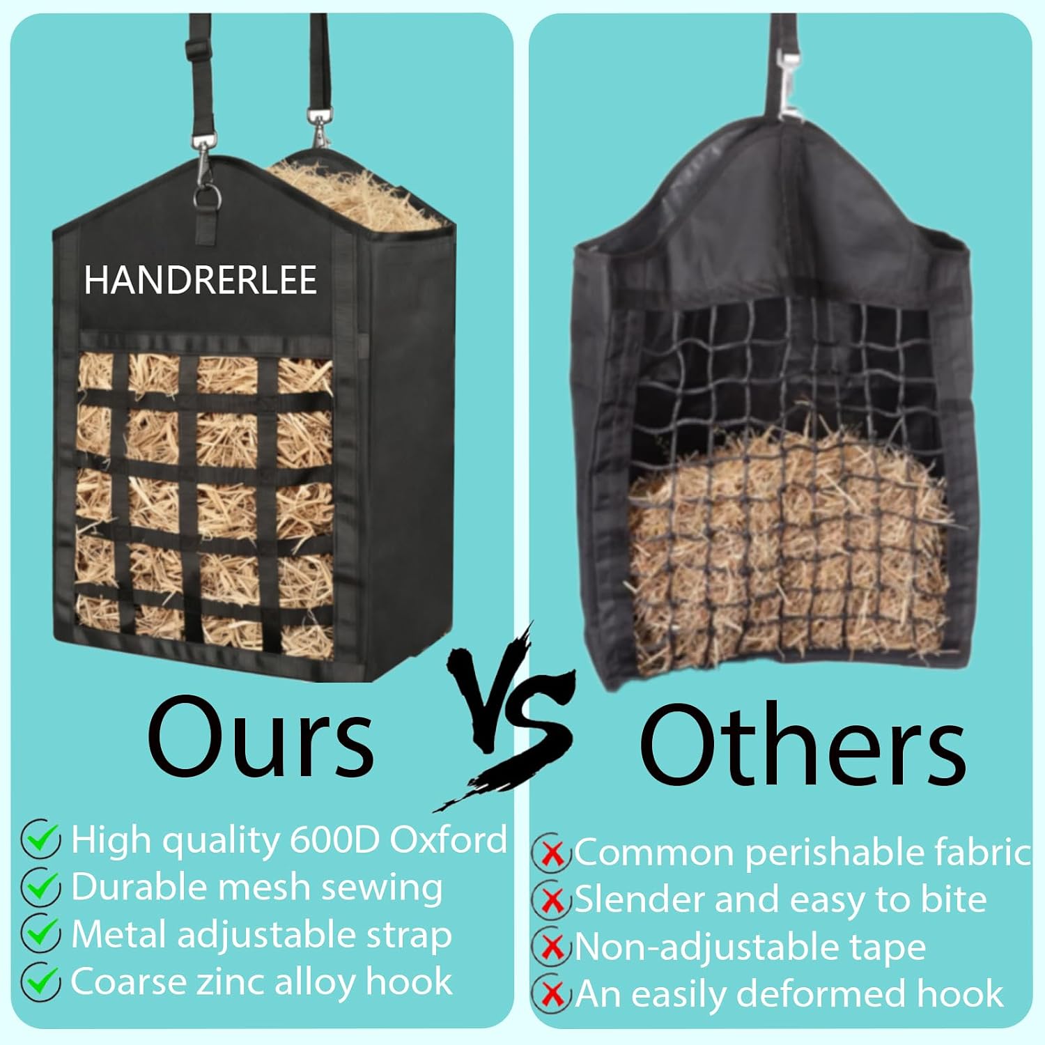 Hay Bags for Horses, 1PCS Slow Feed Hay Bags for Goats, Sheep, Donkey, Two-Sided Premium Oxford Hay Feed Bags and