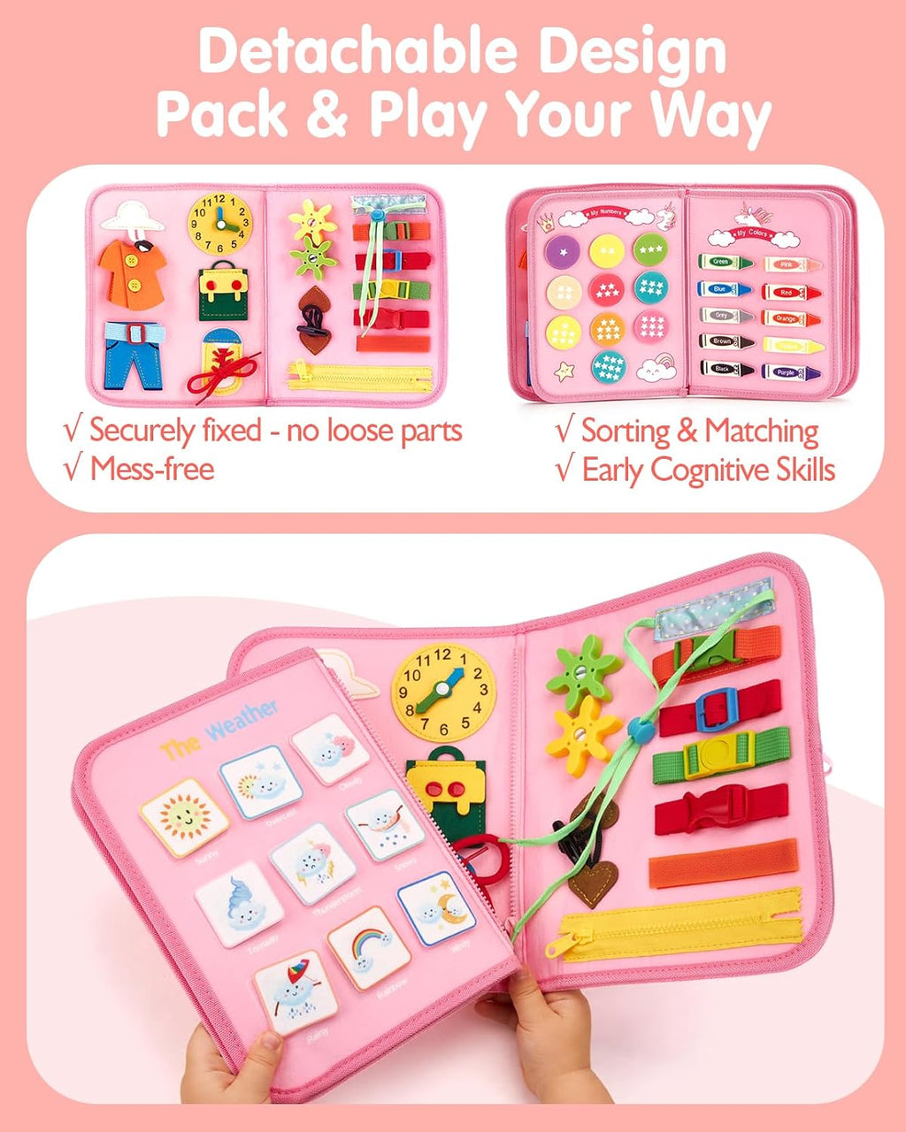 Busy Board Montessori Toys Busy Book Toddler Girl Gifts Travel Toy | Toddlers Educational Learning Toys with Life