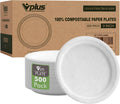 500 Pack Compostable Bagasse Paper Plates 9 inch, White