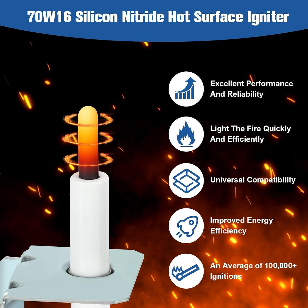 Upgraded 70W16 Furnace Hot Surface Ignitor for Lennox Emerson Armstrong