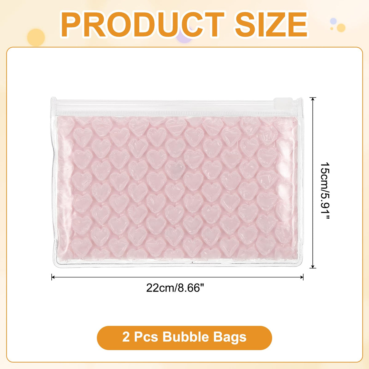 Clear Bubble Bags 9"x6" Pink 2Pcs Heart Bubble Wrapping Pouches