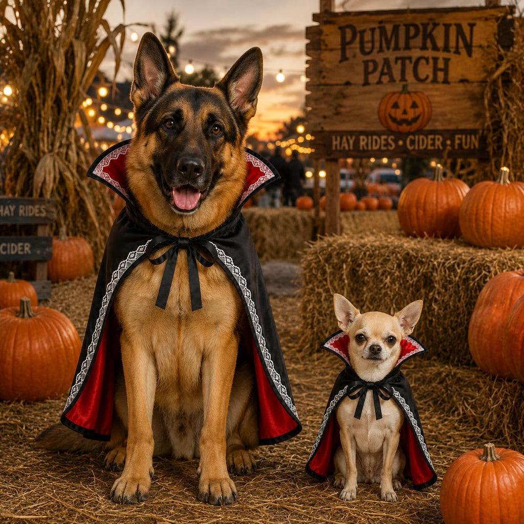 Halloween Dog Vampire Costume, Dog Halloween Costumes for Large Dogs, Dracula Dog Costume with Stand-Up Collar, Red