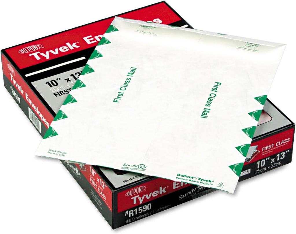 Survivor Tyvek USPS First Class Mailer, 10 x 13, White, 100/Box (QUAR1590)