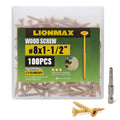 Wood Screws 1-1/2 Inch, Deck Screws #8 x 1-1/2", 100 PCS, Tan