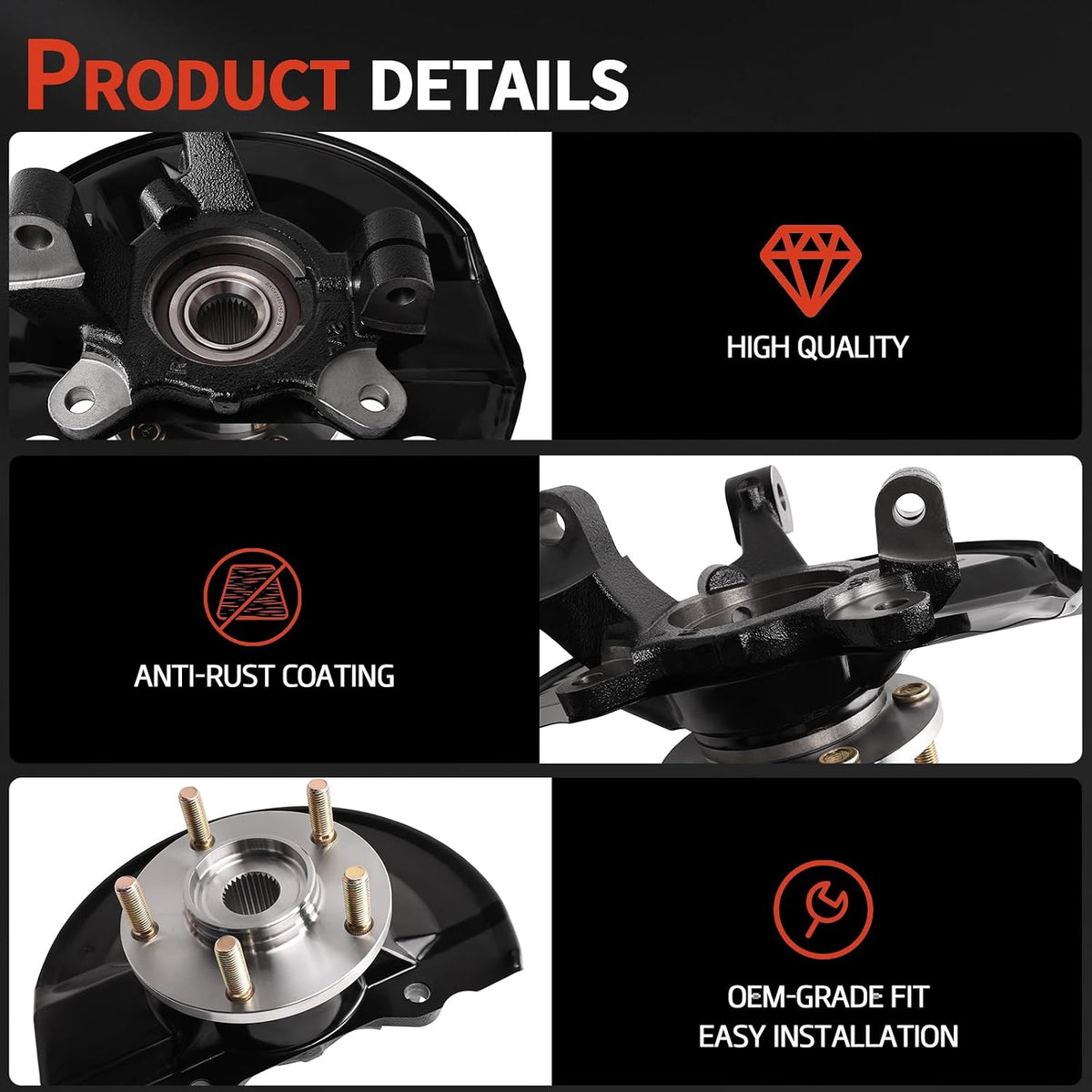 Front Steering Knuckle & Wheel Bearing Hub kit for Compass 2007-2017