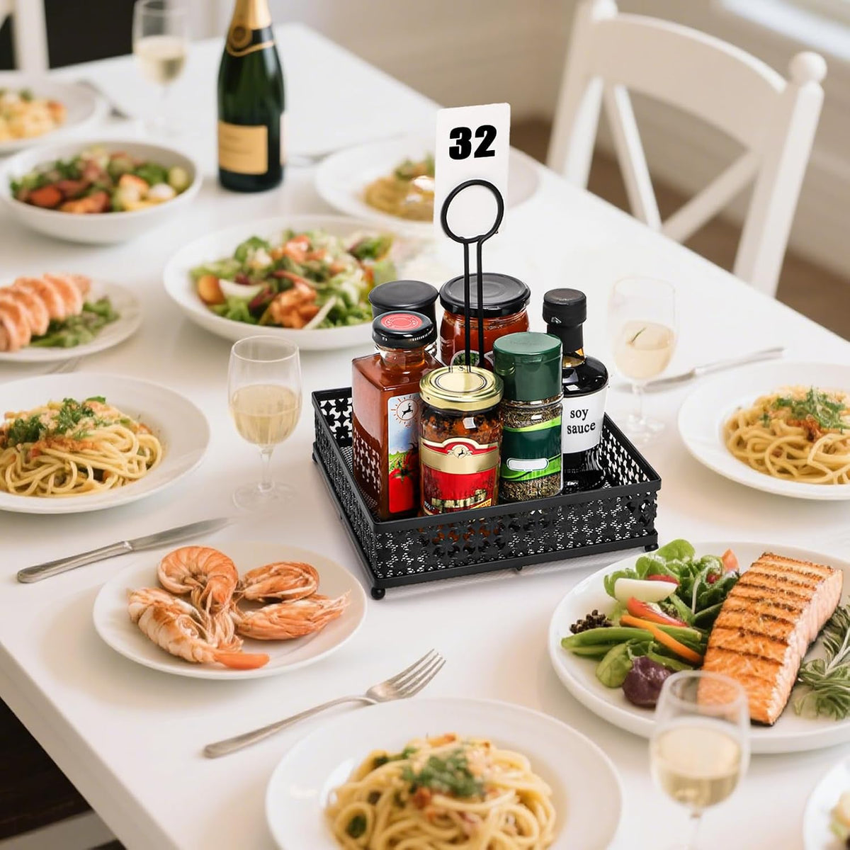 2 Pack Condiment Caddy, Including Number Card Holder