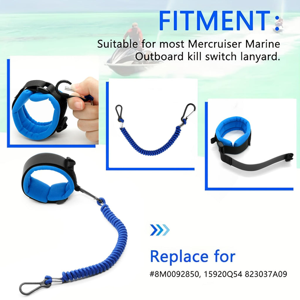 TRKETA 8M0092850 Boat Kill Switch Lanyard for Mercury Marine, Wristband
