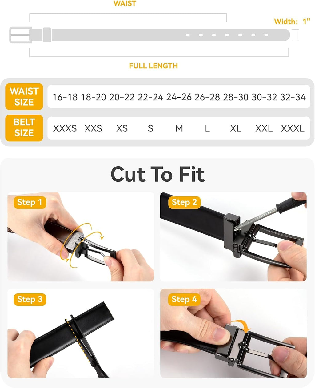 1" Boys Reversible Dress Belt 1 Piece - Leather Belt for Kids | 1 Belt, 2 Colors, Classic Style, Trim-to-fit