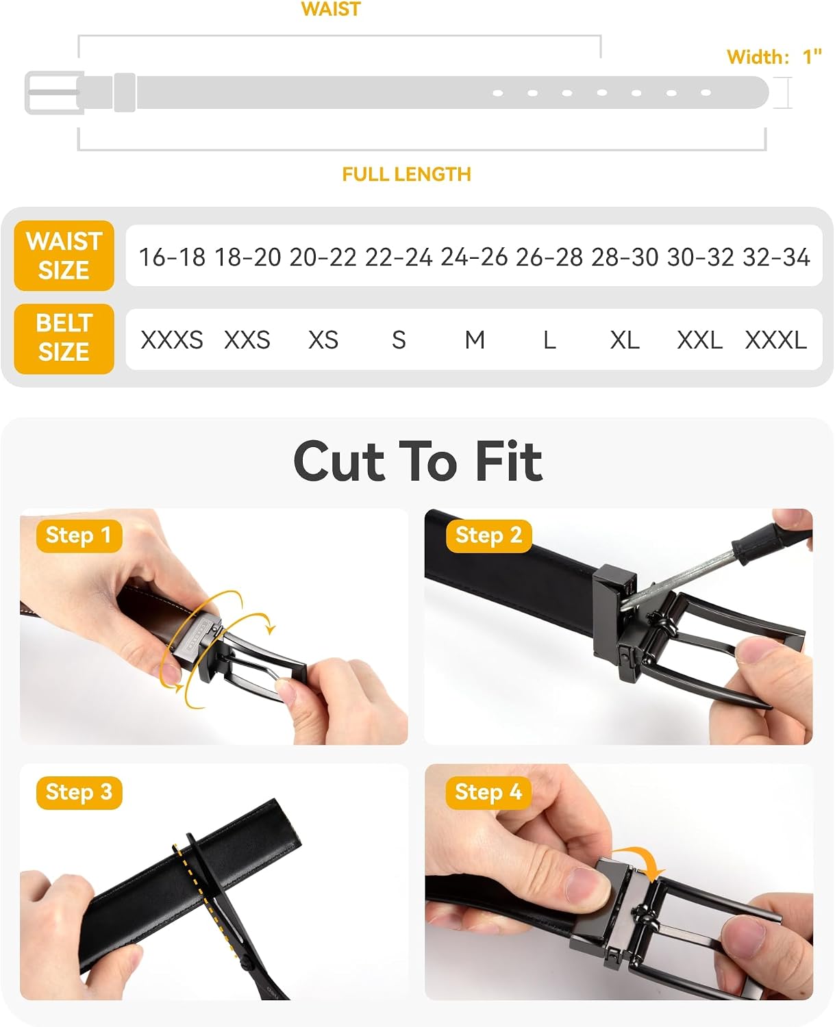 1" Boys Reversible Dress Belt 1 Piece - Leather Belt for Kids | 1 Belt, 2 Colors, Classic Style, Trim-to-fit