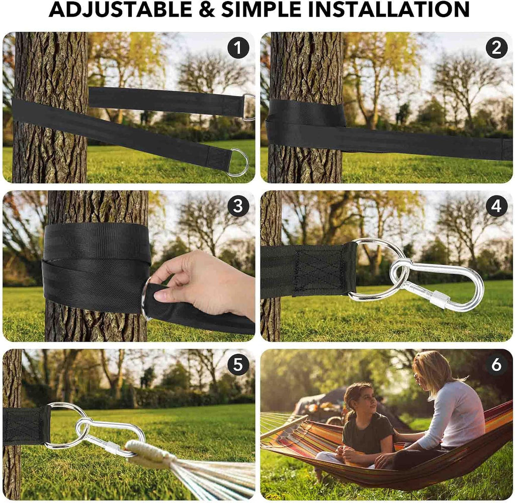 Extra Long Tree Swing Kit, 5FT Premium Nylon Straps Hold 2200LBS, Safety Lock Carabiners, Hammock Hanging Strap Quick