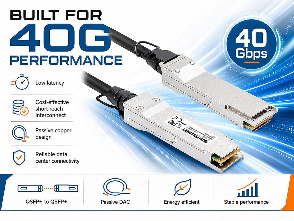 Intellinet 40G QSFP+ Passive DAC Twinax Cable, 10 ft