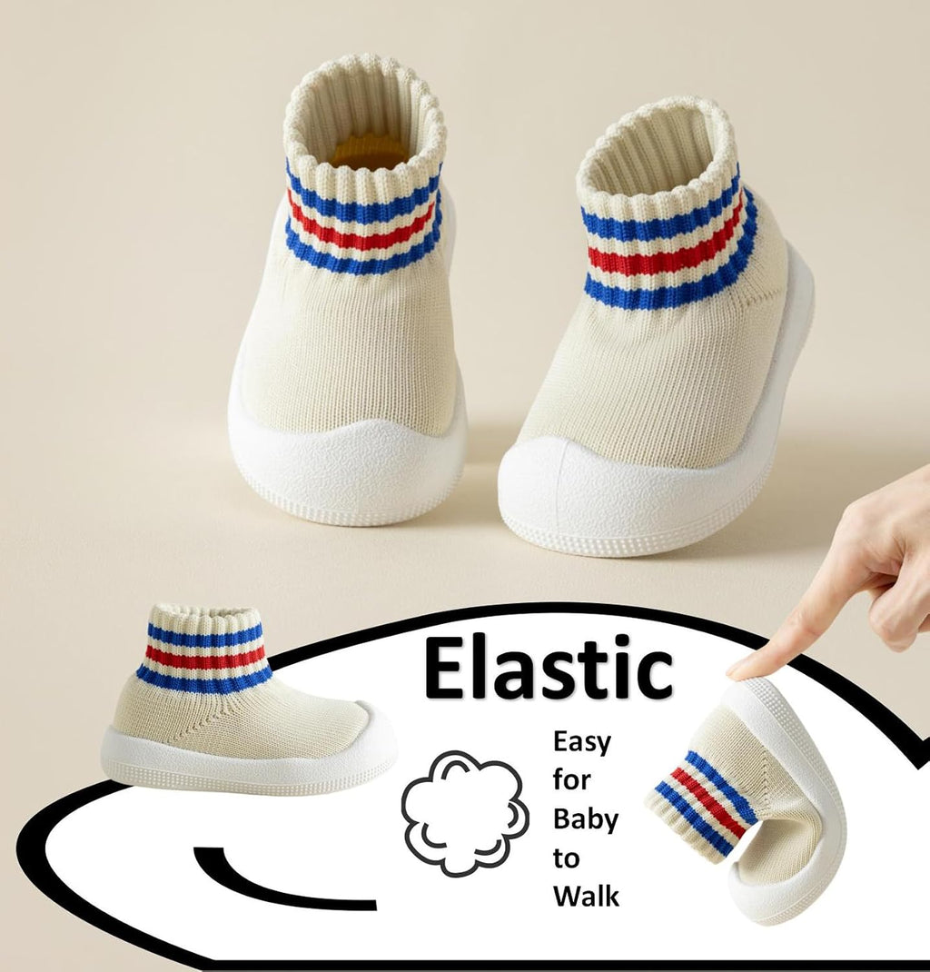 Baby Sock Shoes Toddler Walking Slippers with Soft Rubber Sole