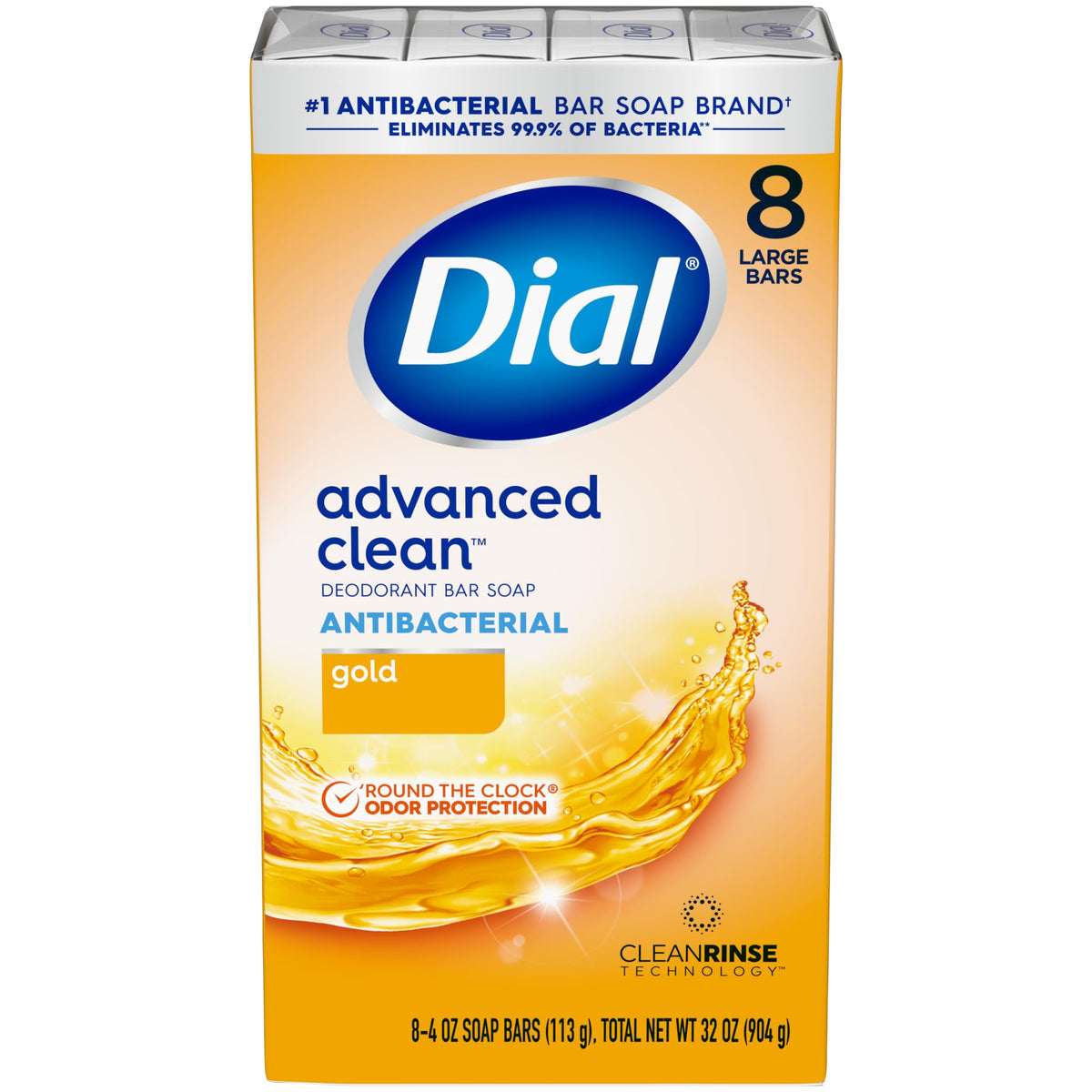 Antibacterial Deodorant Bar Soap, Gold, 4 Oz, 8 Bars