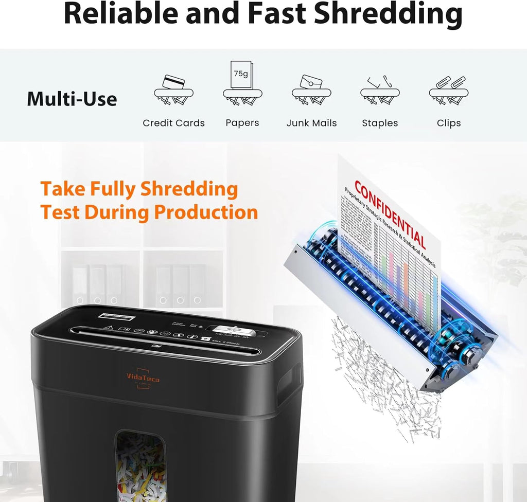 6-Sheet Cross Cut Paper Shredder for Home Office, 3.04-Gallon Bin | P-4 Security Anti-Jam & Overheat Protection