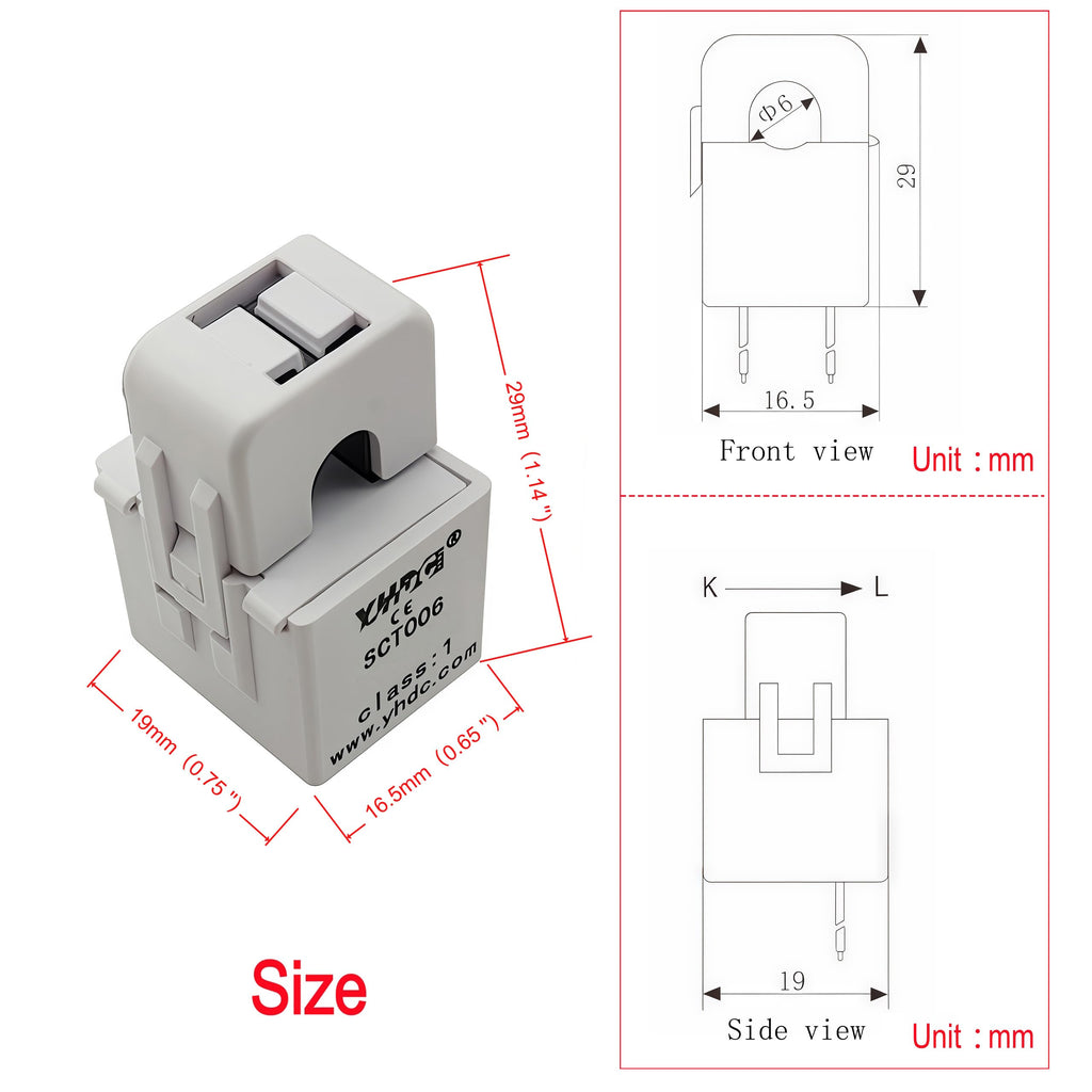 SazkJere SCT006 10A 10mA Non-invasive Split Core Current Transformer 0-10A Open Close Transformer Sensor