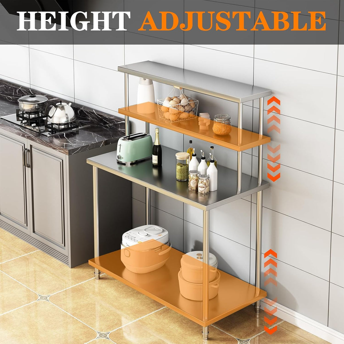 48x24in Stainless Steel Kitchen Prep Table with Shelves