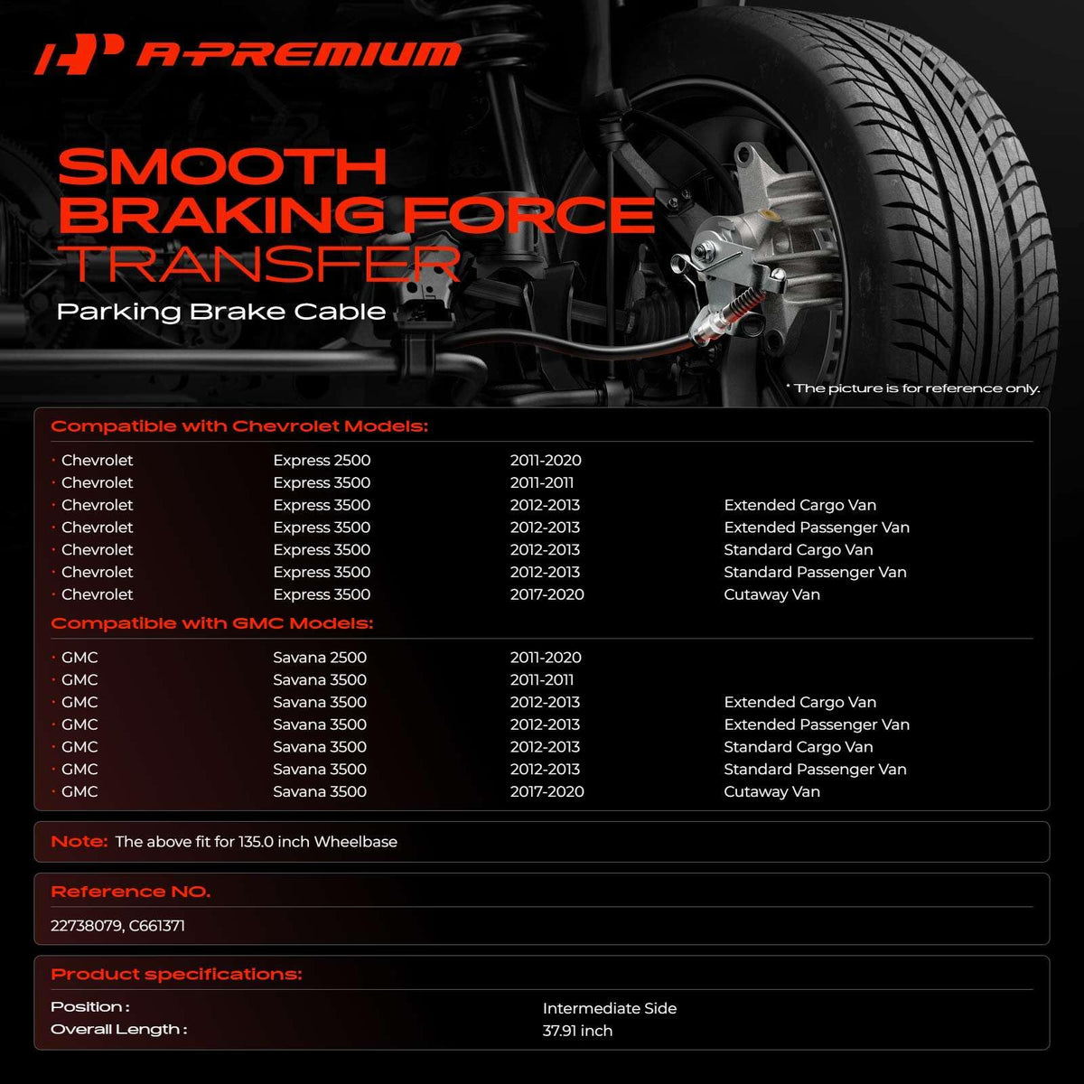 A-Premium Intermediate Parking Brake Cable Assembly