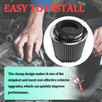 3/3.5/4 Inch Clamp-On Cone Air Intake Filter Kit, Silver