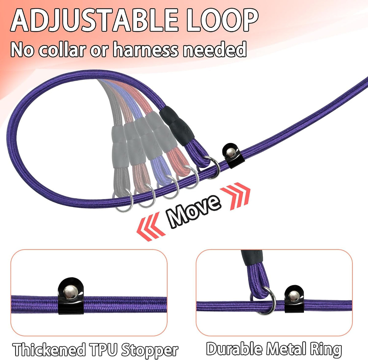 5-Pack Dog Slip Leashes 4.6FT Nylon Training Lead, 5 Colors