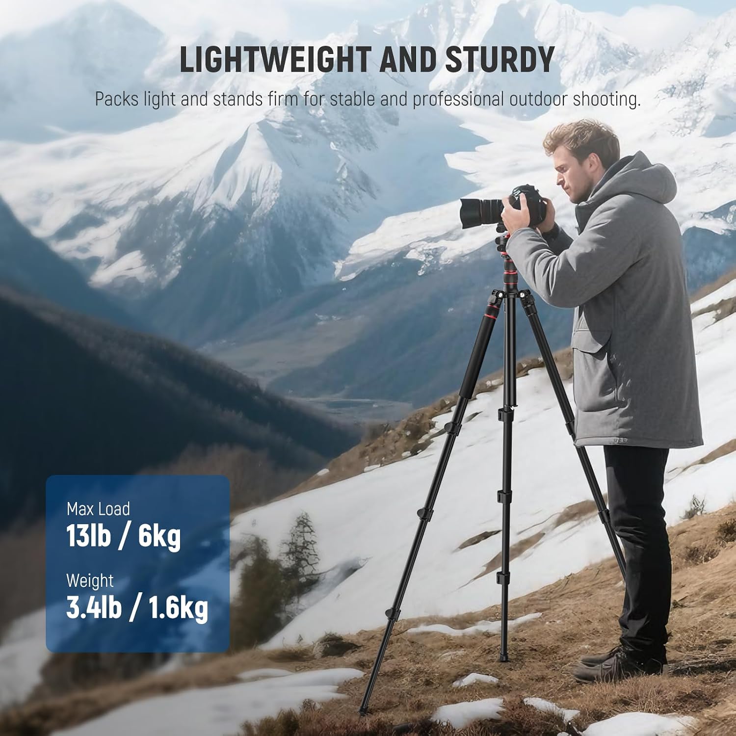 Basics Camera Tripod Monopod, 77" Compact Lightweight Travel DSLR Video Stand, 360° Ball Head, Arca Type QR Plate
