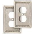 Sunken Pearls Heavy-Duty 1 Duplex Outlet Cover, Satin Nickel, 2 Pack