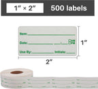 500 Stickers 1 x 2 Inch Use by Dissolvable Labels Green