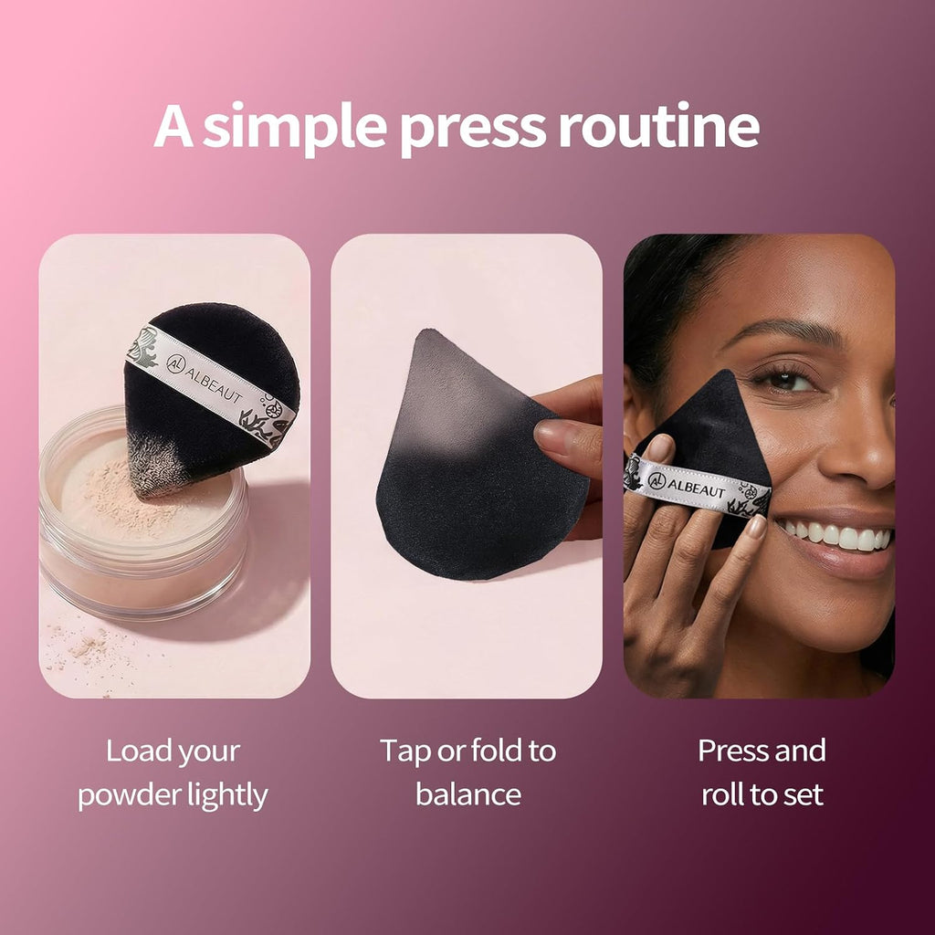 Triangle Powder Puffs 3 Pcs, Velour Makeup Puffs for Foundation