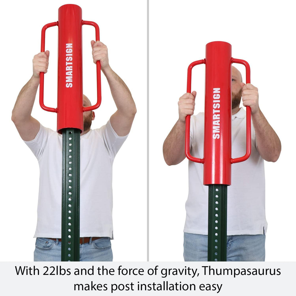 Post Driver, Heavy Duty 22 lb Steel Post Pounder for Sign Posts/U-Channels/Fence Posts, Red