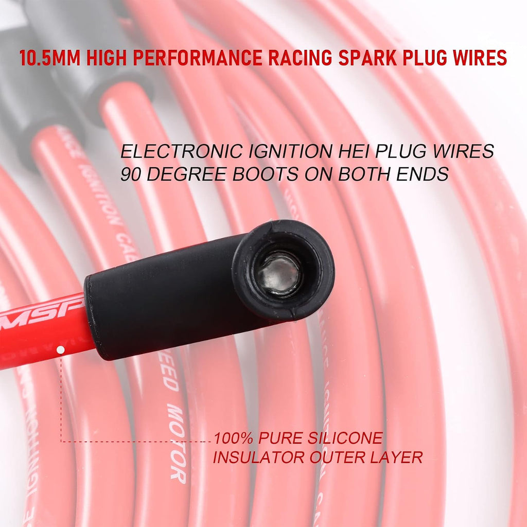 New 10.5mm Spark Plug Wire Set Replacement for HEI SBC BBC 350 383 454 Electronic