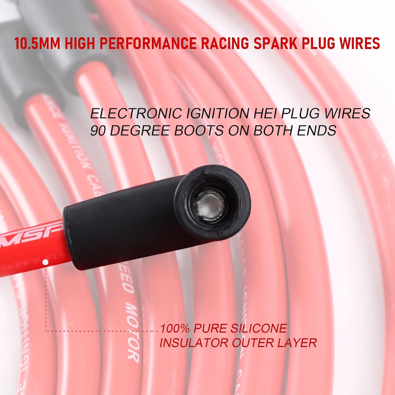 New 10.5mm Spark Plug Wire Set Replacement for HEI SBC BBC 350 383 454 Electronic