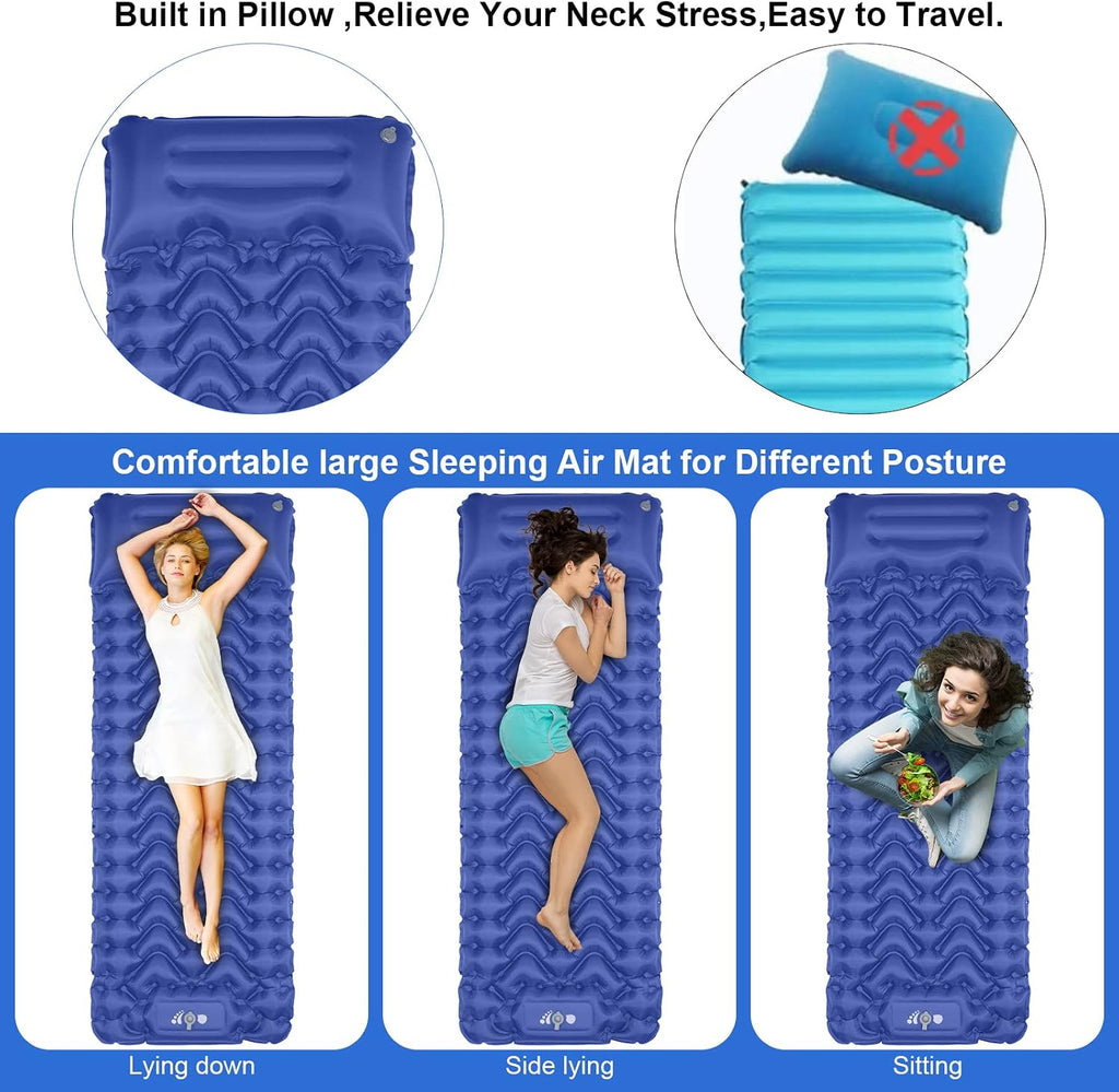 Sleeping Pad, Ultralight Inflatable Sleeping Pad for Camping, Built-in Pump, Ultimate for Camping, Hiking, Airpad